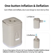 3 in 1 Mini Electric Inflatable Pump with Lights Wireless Air Compressor Inflate Deflate Air Pumps for Hiking Camping Equipment