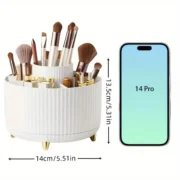 360° Rotating Makeup Organizer - 1pc Plastic Cosmetic Storage with 5 Compartments - Multi-Functional Holder for Brushes - Image 2