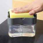 Sink Side Liquid Soap Pump Dispenser Countertop Detergent Storage Box With Sponge Holder Household Kitchen Washing Gadget Multif