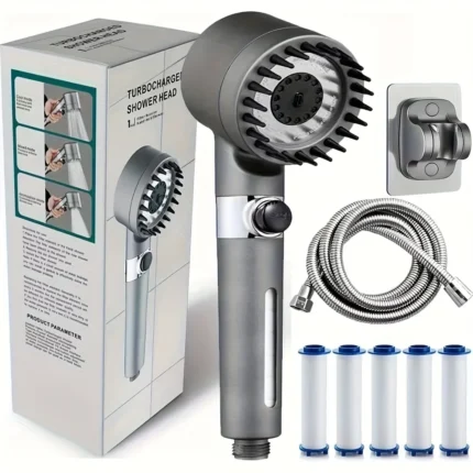 2025 new ion drop shower head with handheld filter shower, turbocharger with multiple spray modes, built-in filter on/off switch