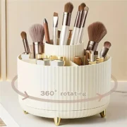 360° Rotating Makeup Organizer - 1pc Plastic Cosmetic Storage with 5 Compartments - Multi-Functional Holder for Brushes - Image 7
