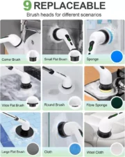 9 in 1 Electric Spin Scrubber Handheld Cleaning Brush Electric Scrubber Power Spin Scrubber Cord - Image 4