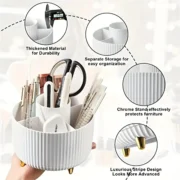 360° Rotating Makeup Organizer - 1pc Plastic Cosmetic Storage with 5 Compartments - Multi-Functional Holder for Brushes - Image 4
