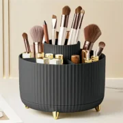360° Rotating Makeup Organizer - 1pc Plastic Cosmetic Storage with 5 Compartments - Multi-Functional Holder for Brushes - Image 9