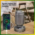 Solar Camping Lantern with Fan USB Rechargeable Emergency Hanging Light for Tents Power Outage Hurricanes Camping