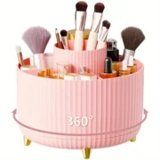 360° Rotating Makeup Organizer - 1pc Plastic Cosmetic Storage with 5 Compartments - Multi-Functional Holder for Brushes - Image 10