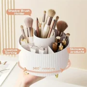360° Rotating Makeup Organizer - 1pc Plastic Cosmetic Storage with 5 Compartments - Multi-Functional Holder for Brushes - Image 3